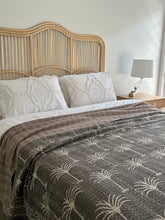 Load image into Gallery viewer, Cinnamon & Cream Palm Kantha Quilt ~ Queen | King