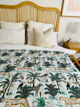 Load image into Gallery viewer, White Jungle Kantha Quilt ~ Queen | King