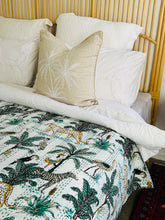Load image into Gallery viewer, White Jungle Kantha Quilt ~ Queen | King