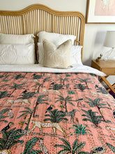 Load image into Gallery viewer, Watermelon Jungle Kantha Quilt ~ Queen | King
