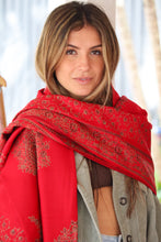 Load image into Gallery viewer, Watermelon Bina Wool Scarf ~ Shawl
