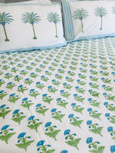 Load image into Gallery viewer, Summer Bedcover Set ~ Sea Blue  Palm & Flower (DOUBLE | QUEEN)