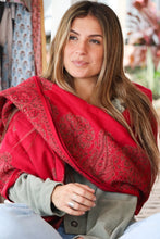Load image into Gallery viewer, Red Bina Wool Scarf ~ Shawl