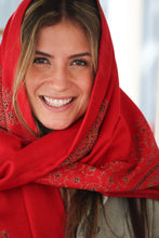 Load image into Gallery viewer, Red Bina Wool Scarf ~ Shawl