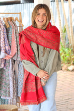 Load image into Gallery viewer, Watermelon Bina Wool Scarf ~ Shawl