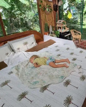 Load image into Gallery viewer, Imperial Green Palm Kantha Quilt  | Queen ~ King