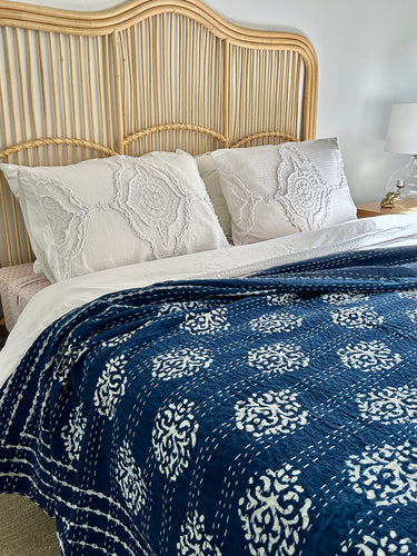 Mayan Indigo Kantha Quilt | Queen ~ King