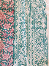 Load image into Gallery viewer, Guhdal ~ Turquoise &amp; Pink Floral Tablecloth (4 - 6 Seater)