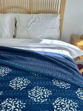 Load image into Gallery viewer, Mayan Indigo Kantha Quilt | Queen ~ King
