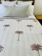 Load image into Gallery viewer, Imperial Earth Pink Palm Kantha Quilt | King Single (One Left)!