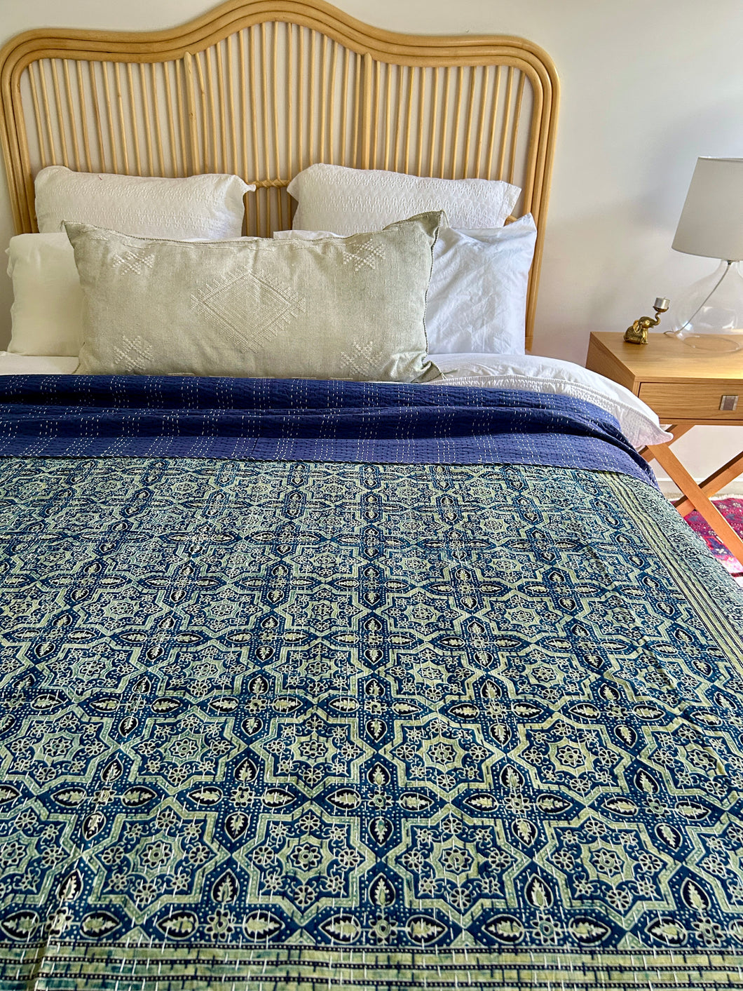 Ashwin Ajrakh Kantha Quilt ~ Queen | King