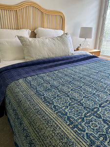 Ashwin Ajrakh Kantha Quilt ~ Queen | King