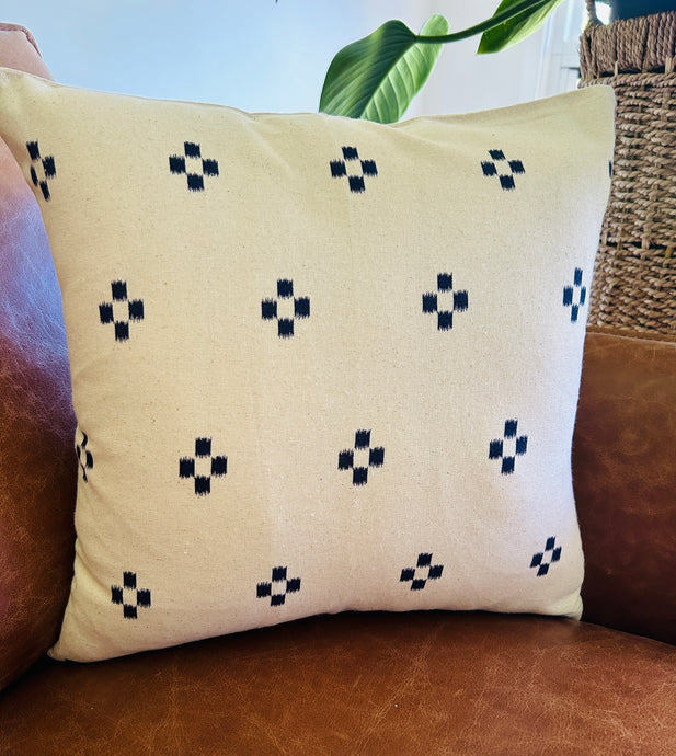 Hmong Handwoven Cushion ~ White & Indigo Blockprint