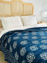 Load image into Gallery viewer, Mayan Indigo Kantha Quilt | Queen ~ King