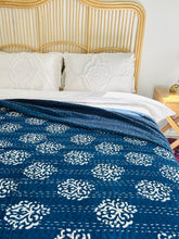 Load image into Gallery viewer, Mayan Indigo Kantha Quilt | Queen ~ King