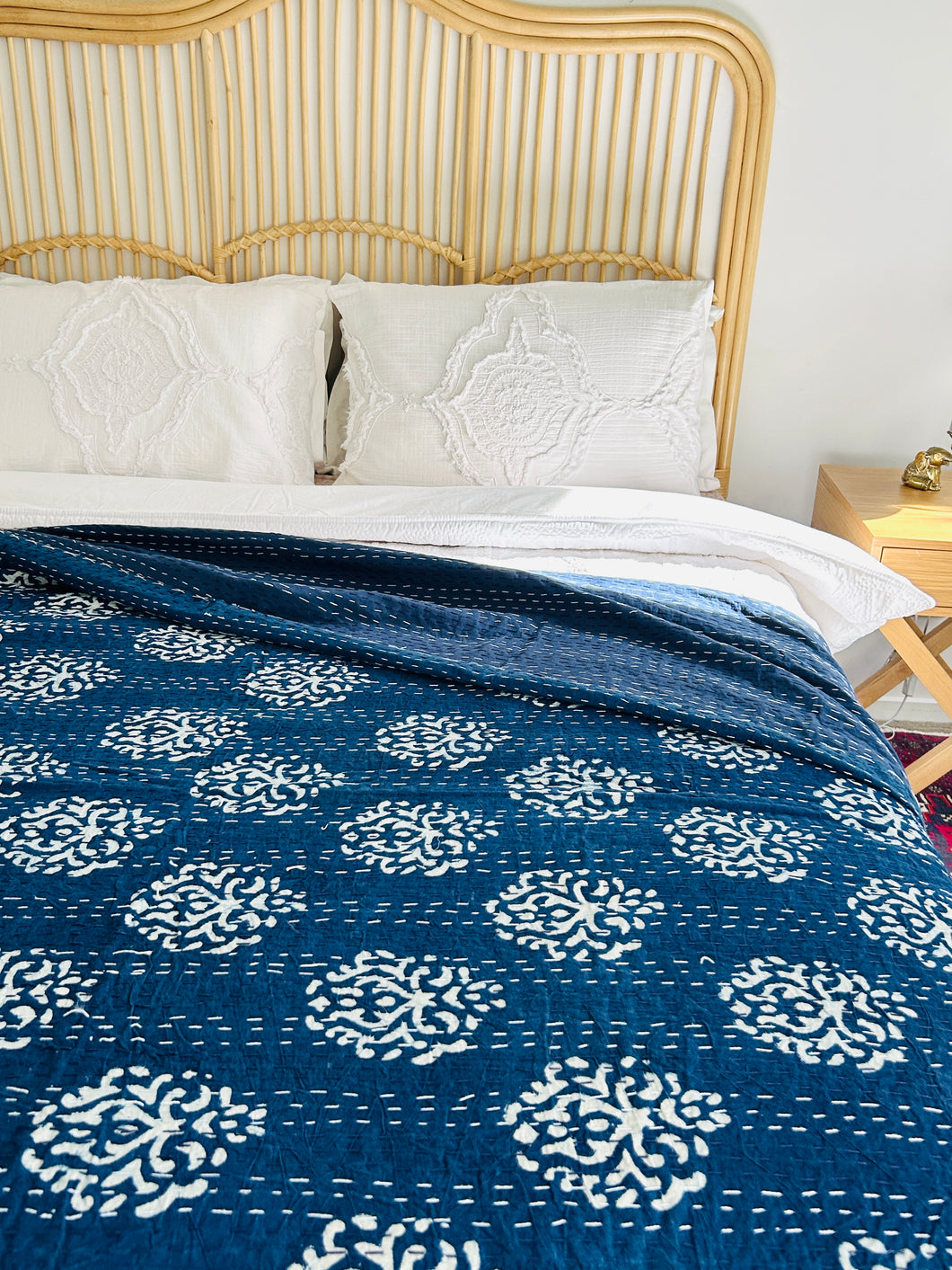 Mayan Indigo Kantha Quilt | Queen ~ King