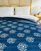 Load image into Gallery viewer, Mayan Indigo Kantha Quilt | Queen ~ King