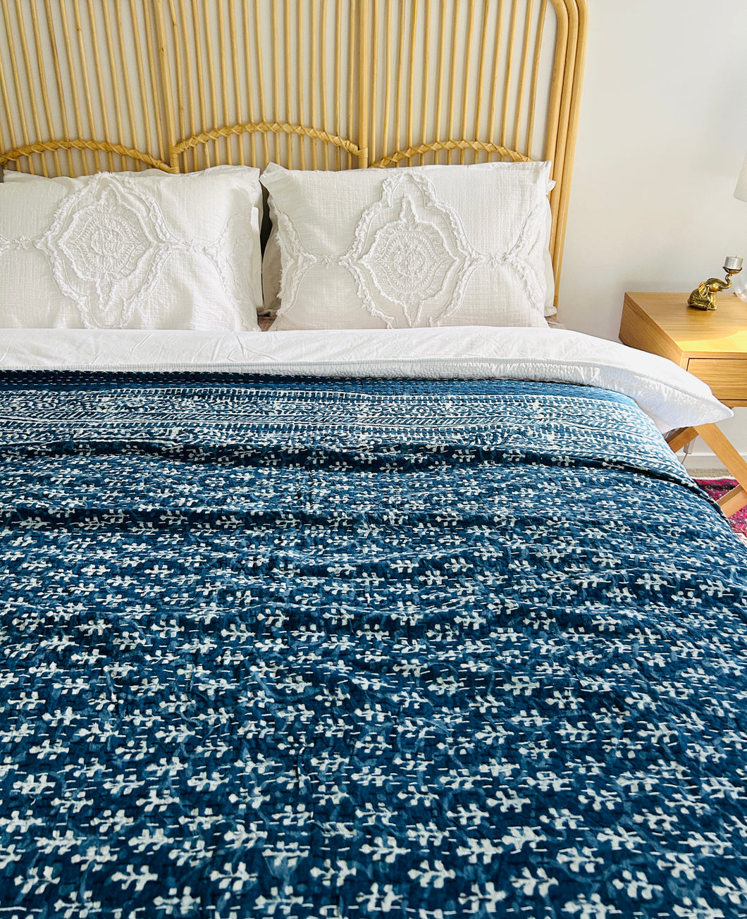 Nalini Indigo Kantha Quilt | Queen ~ King