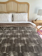 Load image into Gallery viewer, Cinnamon &amp; Cream Palm Kantha Quilt ~ Queen | King