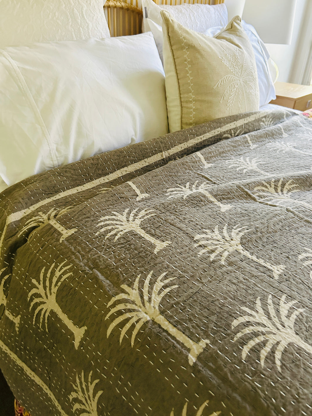 Chai Imperial Palm Kantha Quilt | King ~ Single
