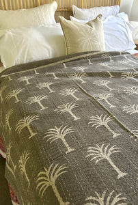 Chai Imperial Palm Kantha Quilt | King ~ Single