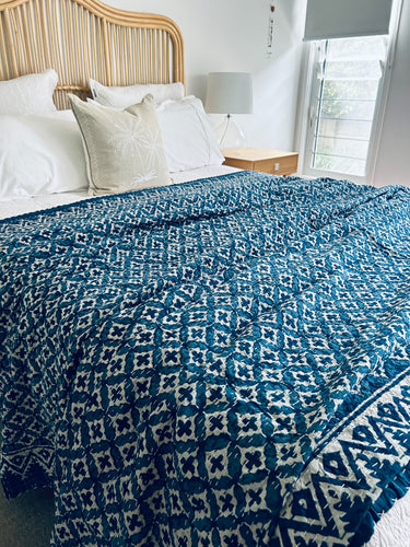 Ramesh Indigo Kantha Quilt  | Queen ~ King