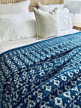 Load image into Gallery viewer, Indigo Tribal Kantha Quilt ~ Queen | King