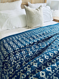 Indigo Tribal Kantha Quilt ~ Queen | King