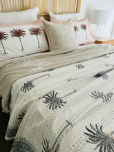 Load image into Gallery viewer, Imperial Grey Palm Kantha Quilt | King ~ Single