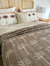 Load image into Gallery viewer, Cinnamon &amp; Cream Palm Kantha Quilt ~ Queen | King