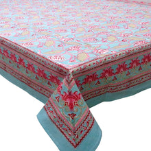 Load image into Gallery viewer, Aqua &amp; Pink Lotus  ~ Tablecloth