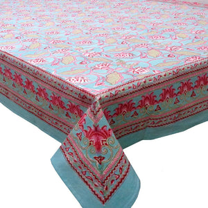 Aqua & Pink Lotus  ~ Tablecloth