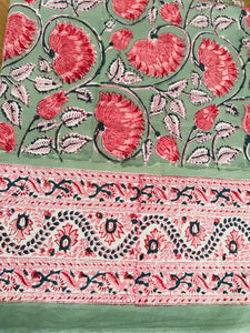 Sage Green & Pink Floral ~ Tablecloth