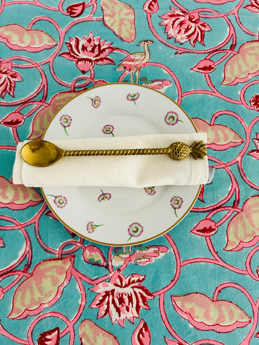 Aqua & Pink Lotus  ~ Tablecloth