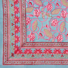 Load image into Gallery viewer, Aqua &amp; Pink Lotus  ~ Tablecloth