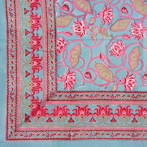 Aqua & Pink Lotus  ~ Tablecloth