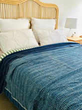 Load image into Gallery viewer, Kushan Indigo Kantha Quilt  | Queen ~ King