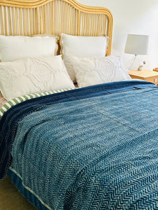 Kushan Indigo Kantha Quilt  | Queen ~ King