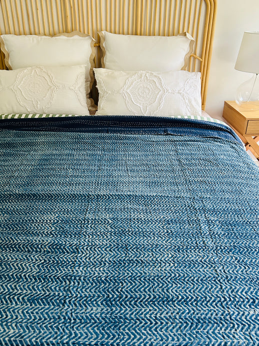 Kushan Indigo Kantha Quilt  | Queen ~ King