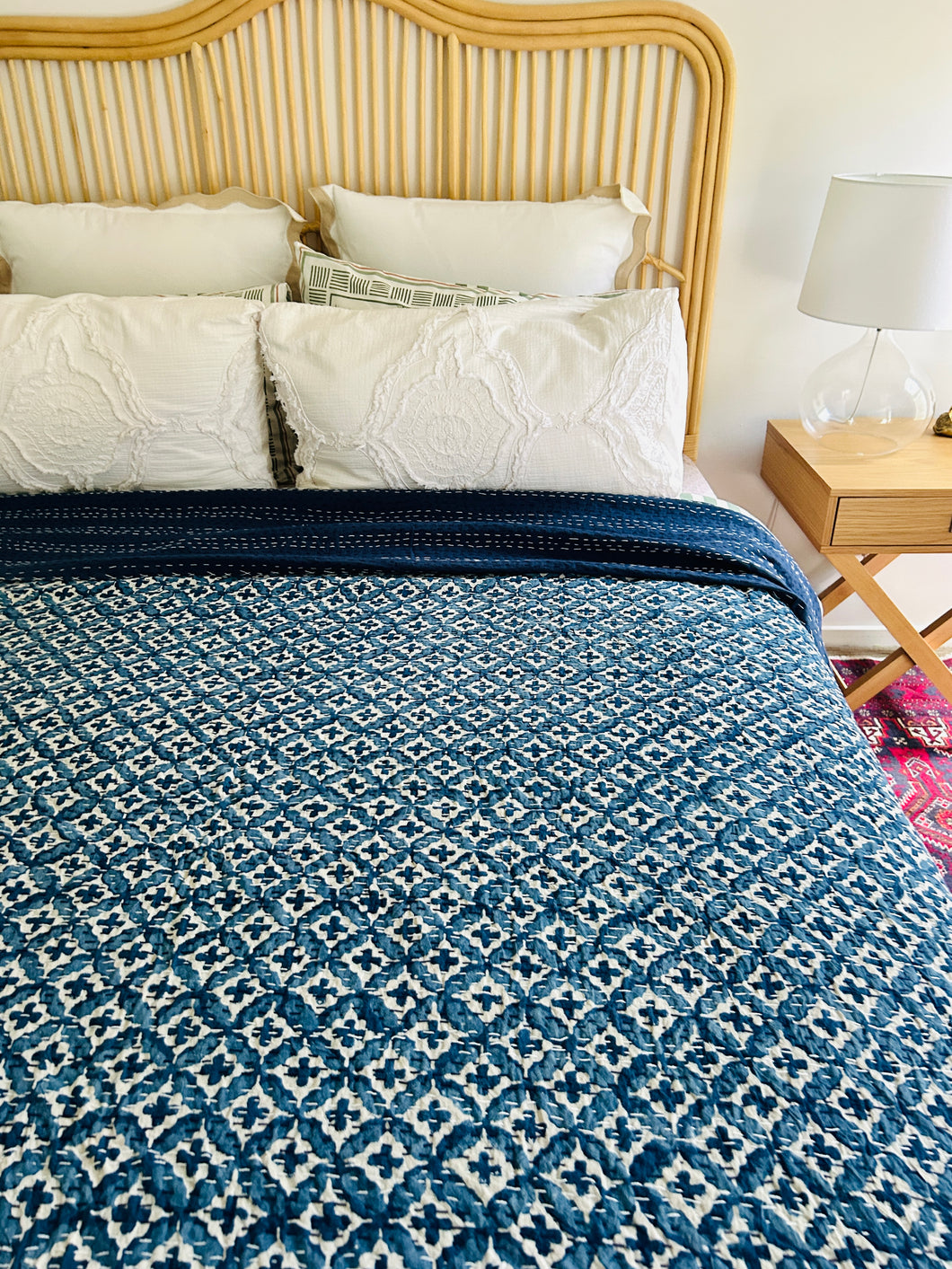 Ramesh Indigo Kantha Quilt  | Queen ~ King