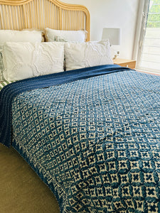 Ramesh Indigo Kantha Quilt  | Queen ~ King