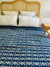 Load image into Gallery viewer, Indigo Tribal Kantha Quilt ~ Queen | King