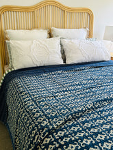 Load image into Gallery viewer, Indigo Tribal Kantha Quilt ~ Queen | King