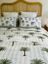 Load image into Gallery viewer, Imperial  Olive Green Palm Kantha Quilt  | Queen ~ King