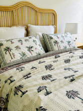 Load image into Gallery viewer, Grey Palm Kantha Quilt  | Queen ~ King