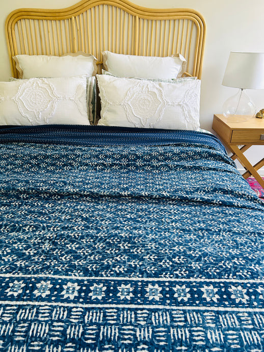 Nalini Indigo Kantha Quilt | Queen ~ King