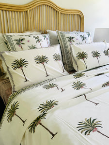 Summer Bedcover Set ~  Imperial Green Palm | (QUEEN - KING)