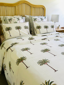 Summer Bedcover Set ~  Imperial Green Palm | (QUEEN - KING)