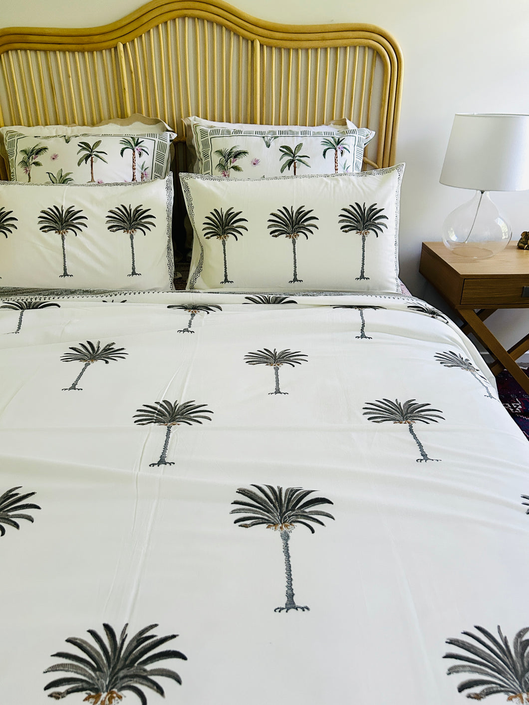 Summer Bedcover Set ~ Imperial Grey Palm | (Queen ~ King)