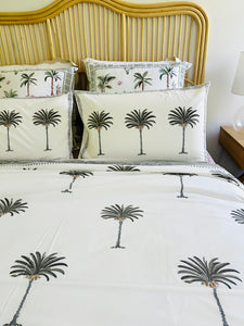 Summer Bedcover Set ~ Imperial Grey Palm | (Queen ~ King)